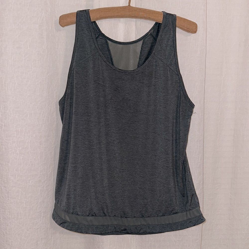 Zella XL Olive Green Sleeveless Mesh Inset Workout Athletic Tank Top